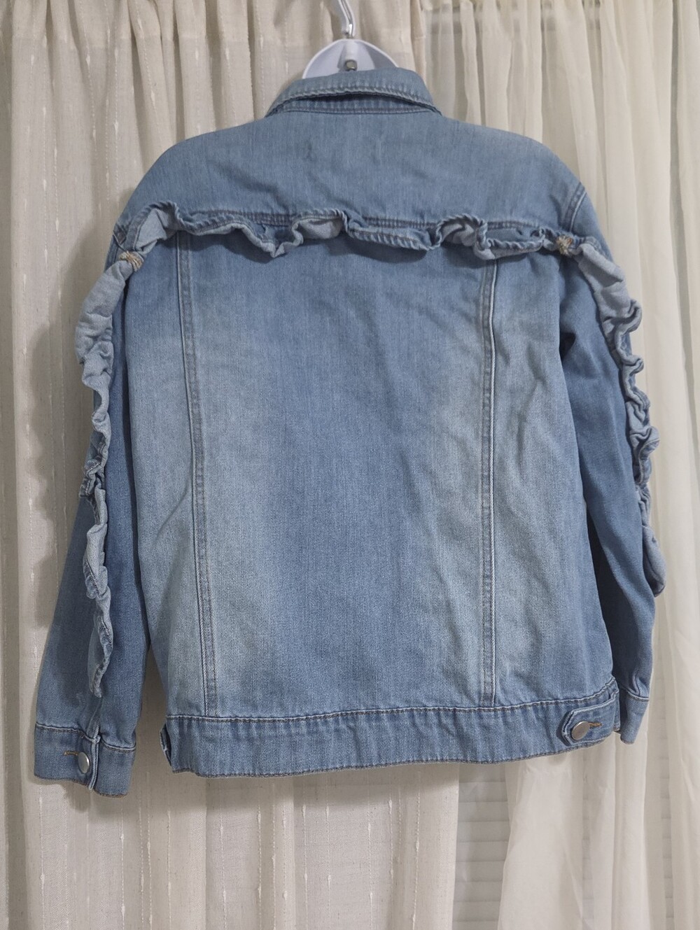 ASHLEY MASON Denim Ruffle Trim Jacket - Picture 2 of 6